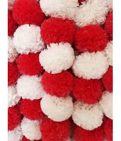 Amroha Craft Red-White Artificial Marigold Garland Mala - Pack of 5